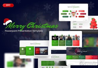 红绿配色精美圣诞节主题风格PPT模板 - 顶尖PPT