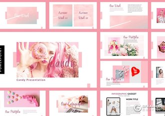 67页粉色小清新唯美简约时尚风格国外PPT模板 - 顶尖PPT
