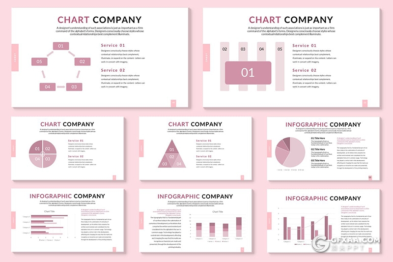 67页粉色小清新唯美简约时尚风格国外PPT模板 - 顶尖PPT