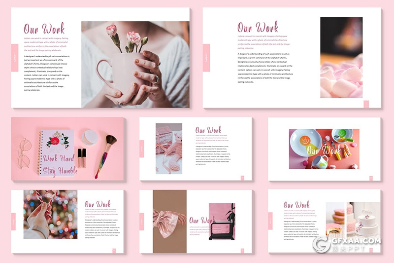 67页粉色小清新唯美简约时尚风格国外PPT模板 - 顶尖PPT