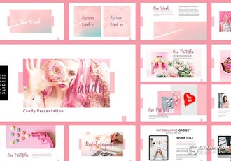 67页粉色小清新唯美简约时尚风格国外Google slides模板 - 顶尖PPT
