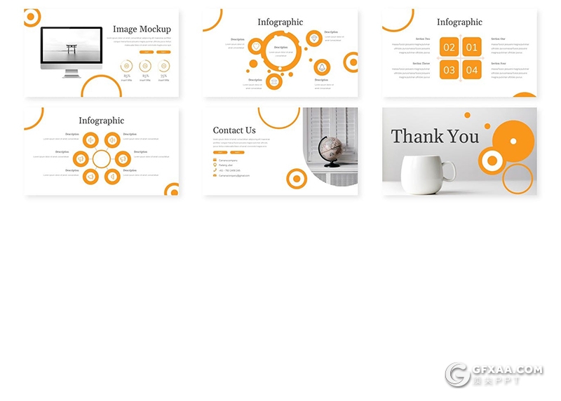 30页创意圆形组合设计国外简约商务风格Google slides模板5种主题配色 - 顶尖PPT