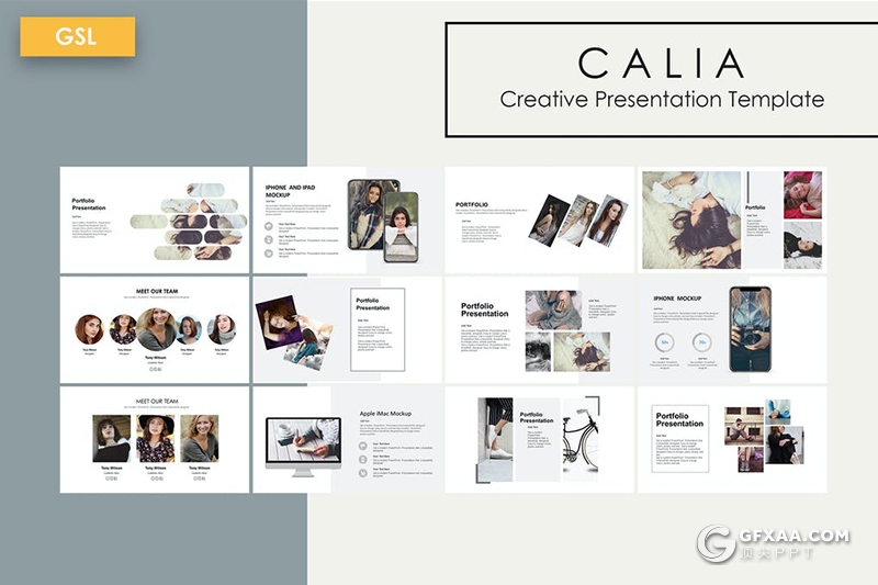 55页国外极简小清新唯美风格Google slides模板摄影写真图片展示GS模板 - 顶尖PPT