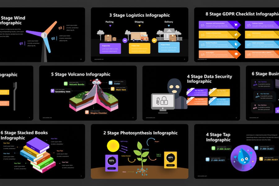 多色彩阶段信息城市工程能源项目图表PPT模板 - 顶尖PPT