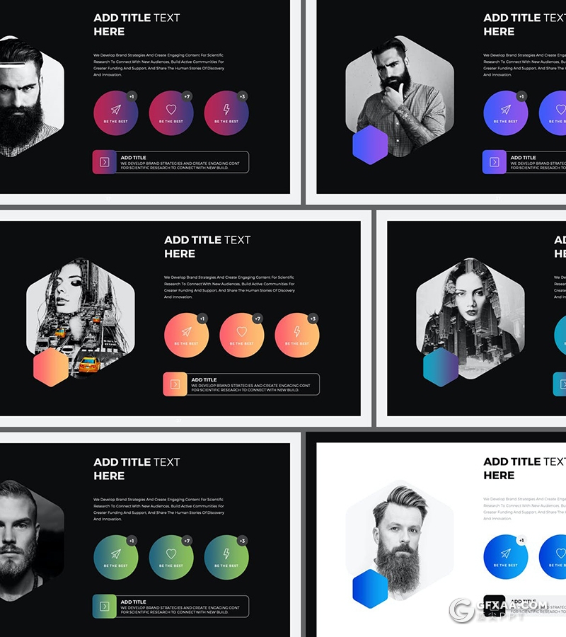 77页国外创意黑框简约风格产品展示设计公司作品展示PPT模板 - 顶尖PPT