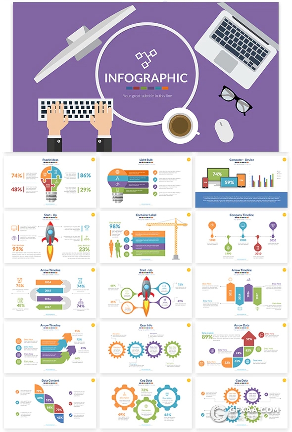 151页国外创意公司团队介绍商务信息图形设计PPT模板 - 顶尖PPT
