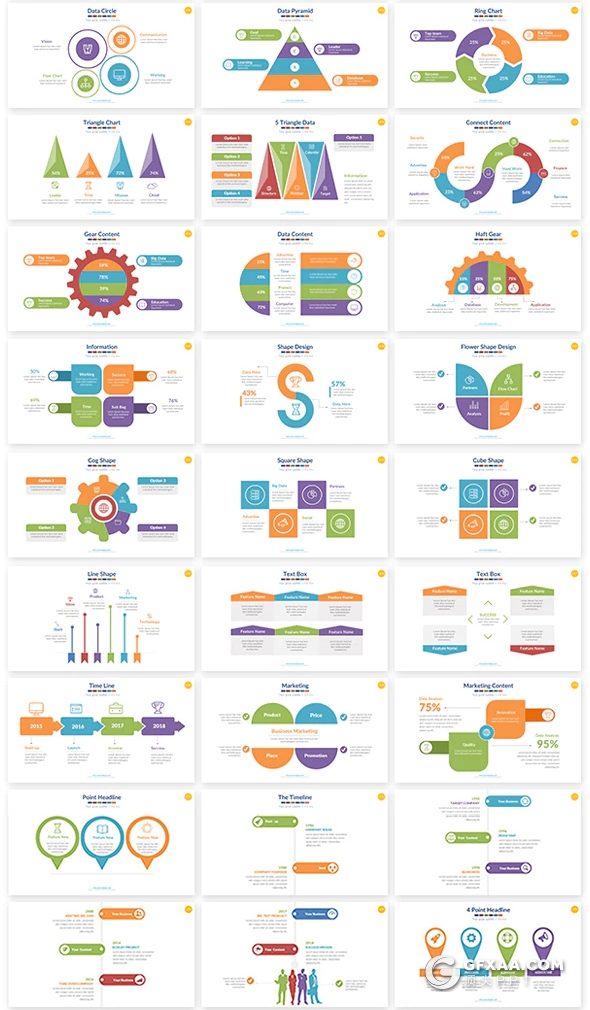 151页国外创意公司团队介绍商务信息图形设计PPT模板 - 顶尖PPT