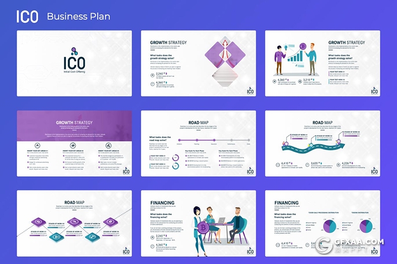 45页2.5D商务概念图形国外商务风格商业计划书PPT模板 - 顶尖PPT