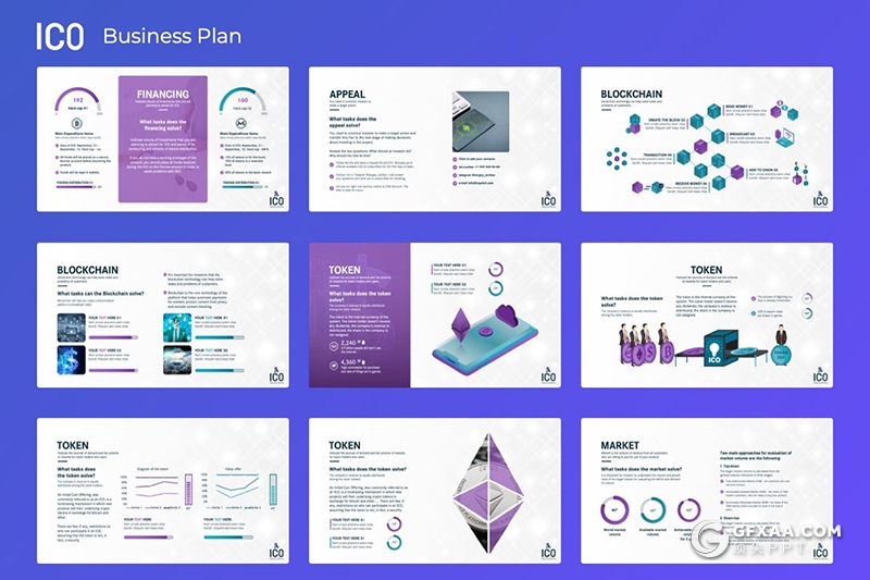 45页2.5D商务概念图形国外商务风格商业计划书PPT模板 - 顶尖PPT