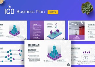 45页2.5D商务概念图形国外商务风格商业计划书PPT模板 - 顶尖PPT