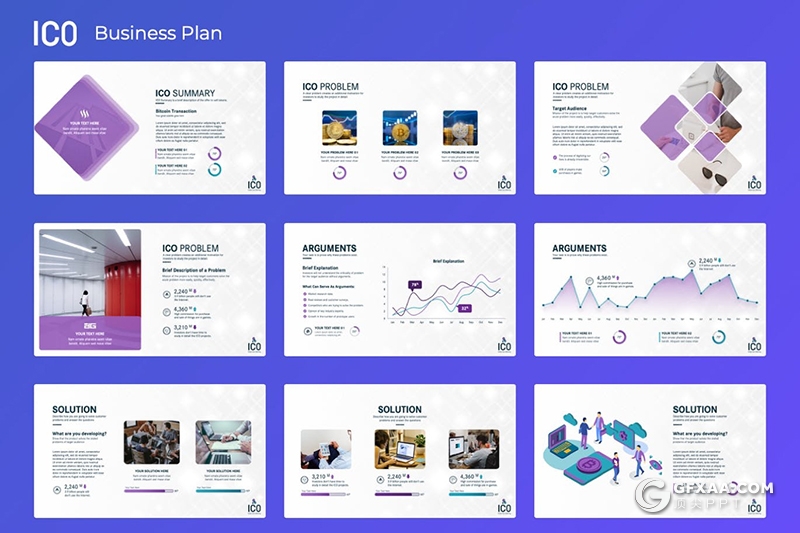 45页2.5D商务概念图形国外商务风格商业计划书PPT模板 - 顶尖PPT