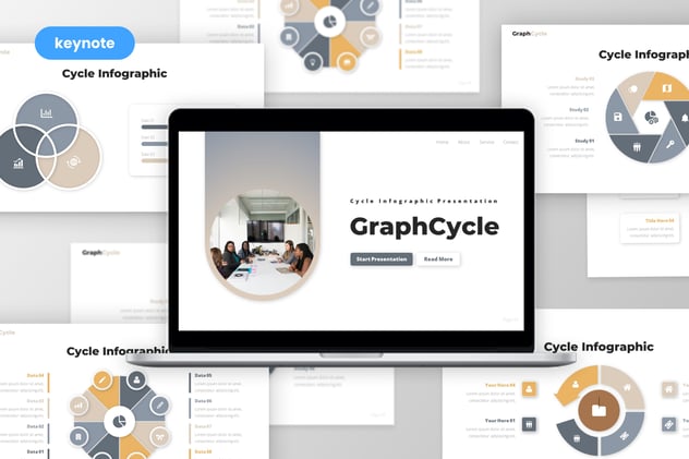 简约风格圆形关系图形keynote模板 - 顶尖PPT
