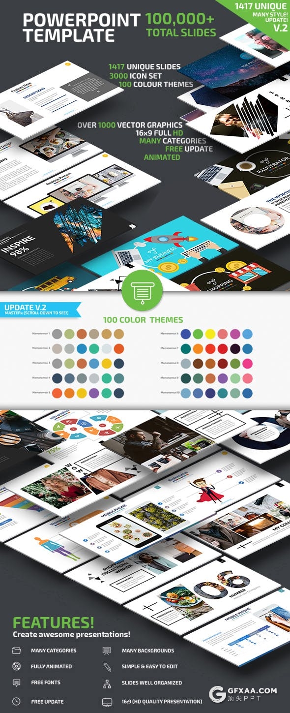 1330页国外大型商务全行业通用PPT模板1000个矢量图标 - 顶尖PPT