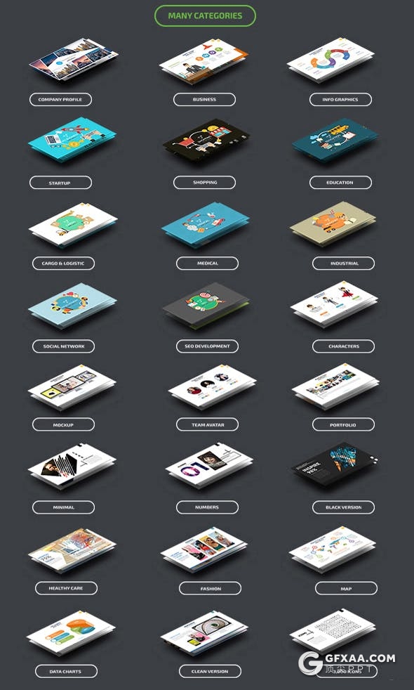 1330页国外大型商务全行业通用PPT模板1000个矢量图标 - 顶尖PPT