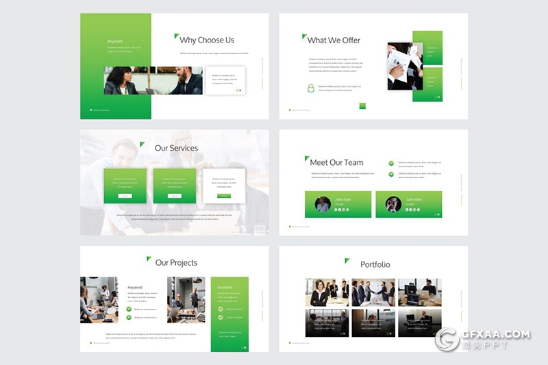30页渐变配色企业介绍项目合作融资计划Google slides模板5种渐变配色 - 顶尖PPT