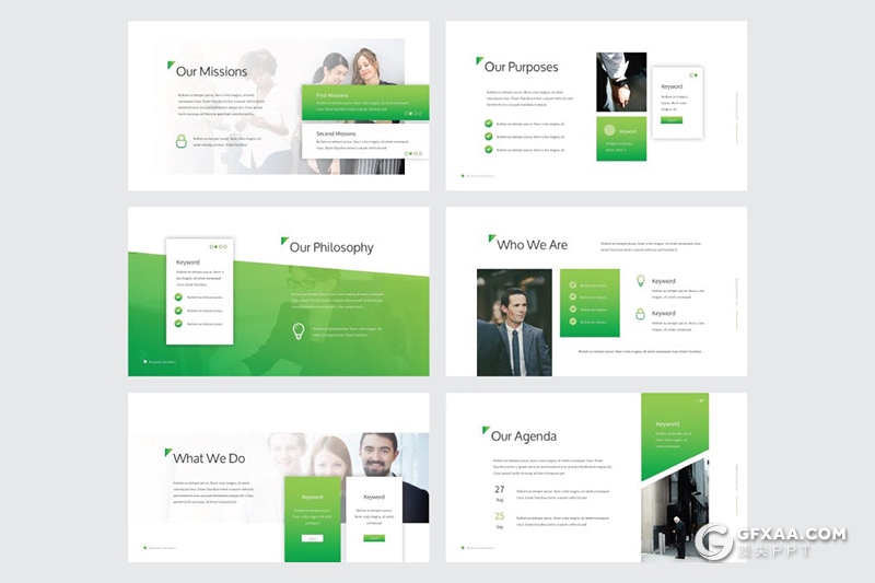 30页渐变配色企业介绍项目合作融资计划Google slides模板5种渐变配色 - 顶尖PPT