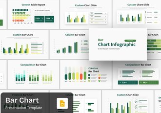 多种样式绿色条形图形数据展示PPT模板 - 顶尖PPT