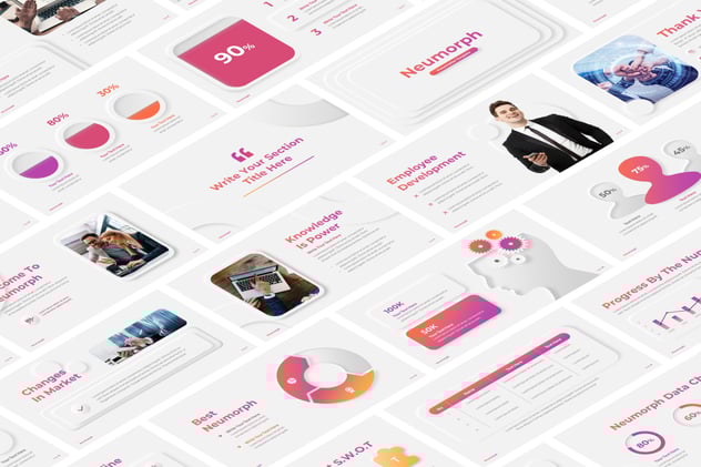 简约风格新拟态商务PPT模板 - 顶尖PPT