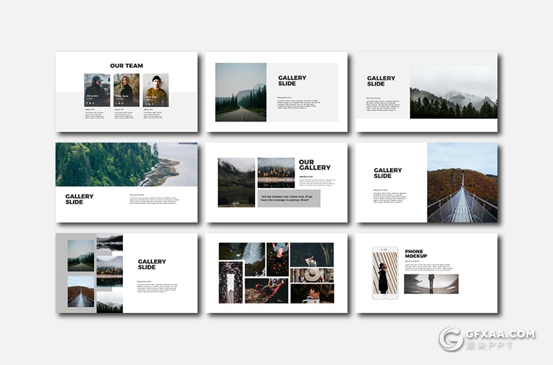 30页极简风格摄影图片展示图文搭配keynote模板 - 顶尖PPT