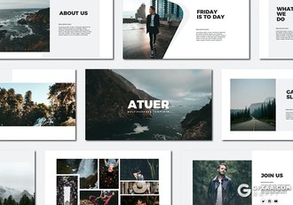 30页极简风格摄影图片展示图文搭配PPT模板 - 顶尖PPT