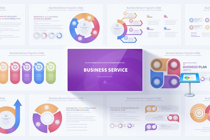 商务服务信息图形keynote模板 - 顶尖PPT