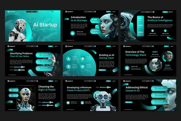 人工智能初创技术AI PPT模板 - 顶尖PPT