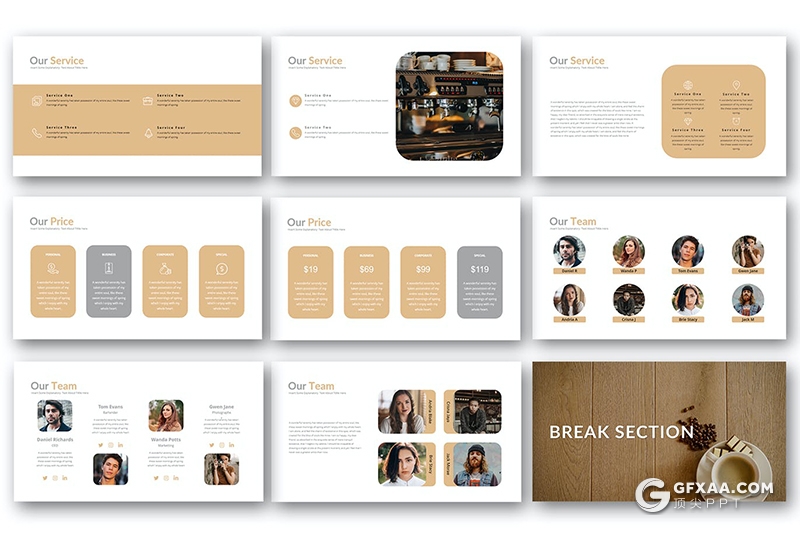 30页咖啡品牌介绍宣传咖啡行业分析调研keynote模板5种主题配色 - 顶尖PPT