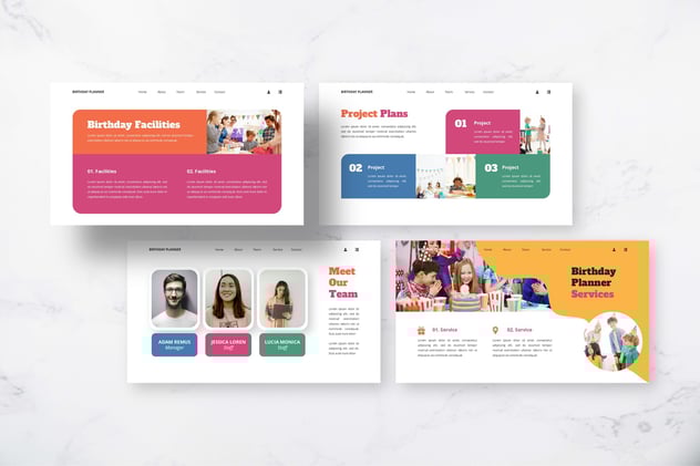 生日策划儿童生日Powerpoint模板 - 顶尖PPT