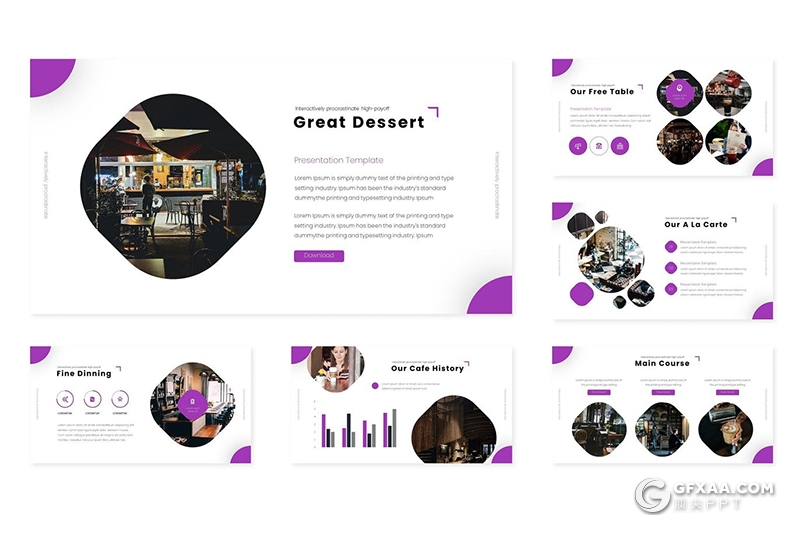 30页精美圆角矩形设计2020年终工作总结汇报PPT模板5种主题配色 - 顶尖PPT