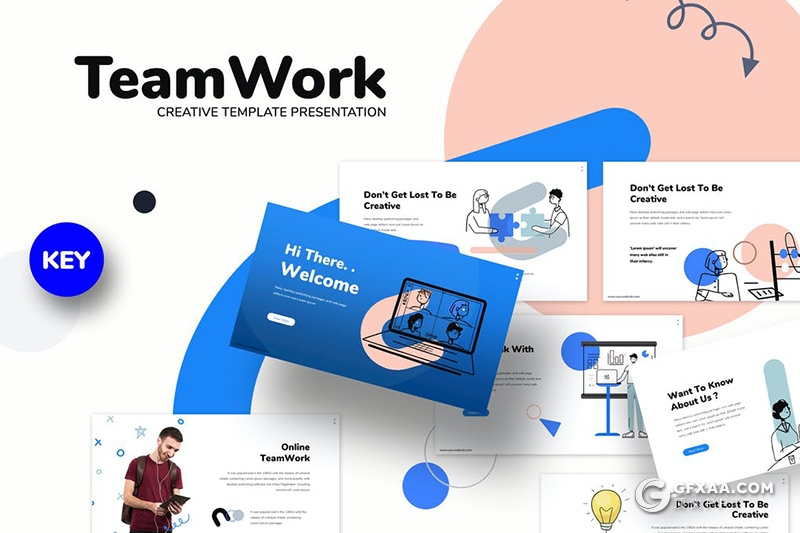 30页互联网手绘人物团队合作工作报告国外高端商务keynote模板 - 顶尖PPT