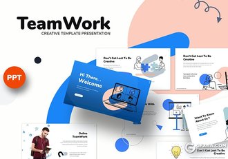 30页互联网手绘人物团队合作工作报告国外高端商务PPT模板 - 顶尖PPT