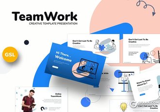 30页互联网手绘人物团队合作工作报告国外高端商务Google slides模板 - 顶尖PPT