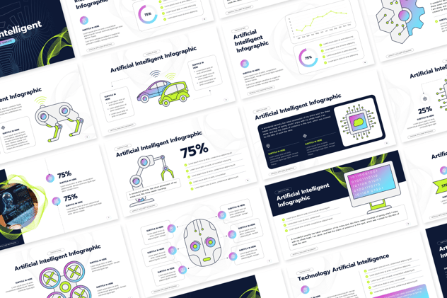 人工智能信息图形PPT模板 - 顶尖PPT