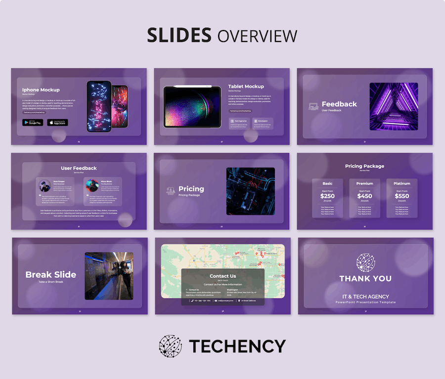 专业IT技术代理磨砂玻璃风格PPT模板 - 顶尖PPT