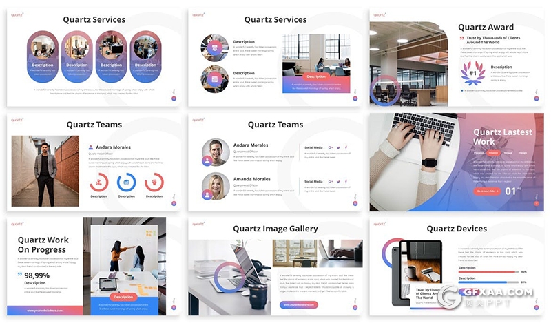 30页渐变色商务汇报项目合作国外高端keynote模板3种主题配色 - 顶尖PPT
