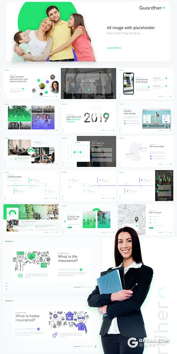 80页商业人身保险宣传介绍保险项目展示PPT模板10种主题配色 - 顶尖PPT