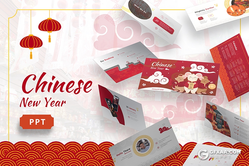 30页红色喜庆中国传统节日鼠年春节新年介绍宣传keynote模板 - 顶尖PPT