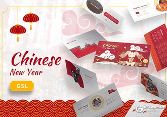 30页红色喜庆中国传统节日鼠年春节新年介绍宣传Google slides模板 - 顶尖PPT