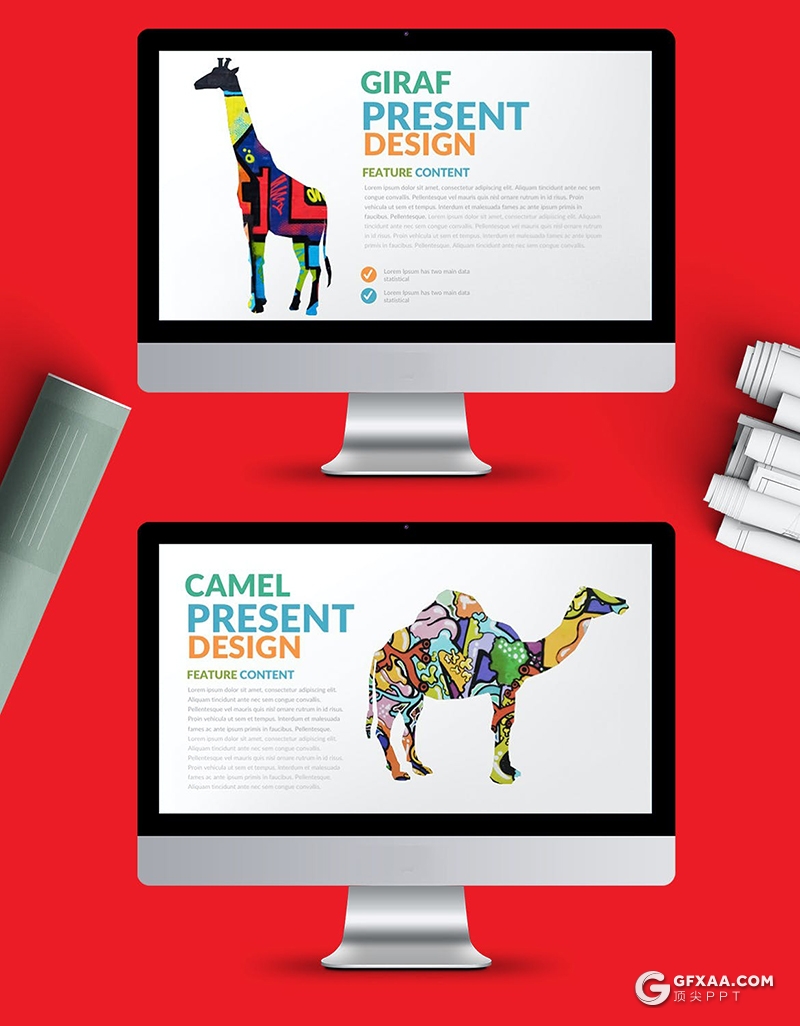 38页创意动物剪影图片占位符图文搭配设计PPT模板 - 顶尖PPT