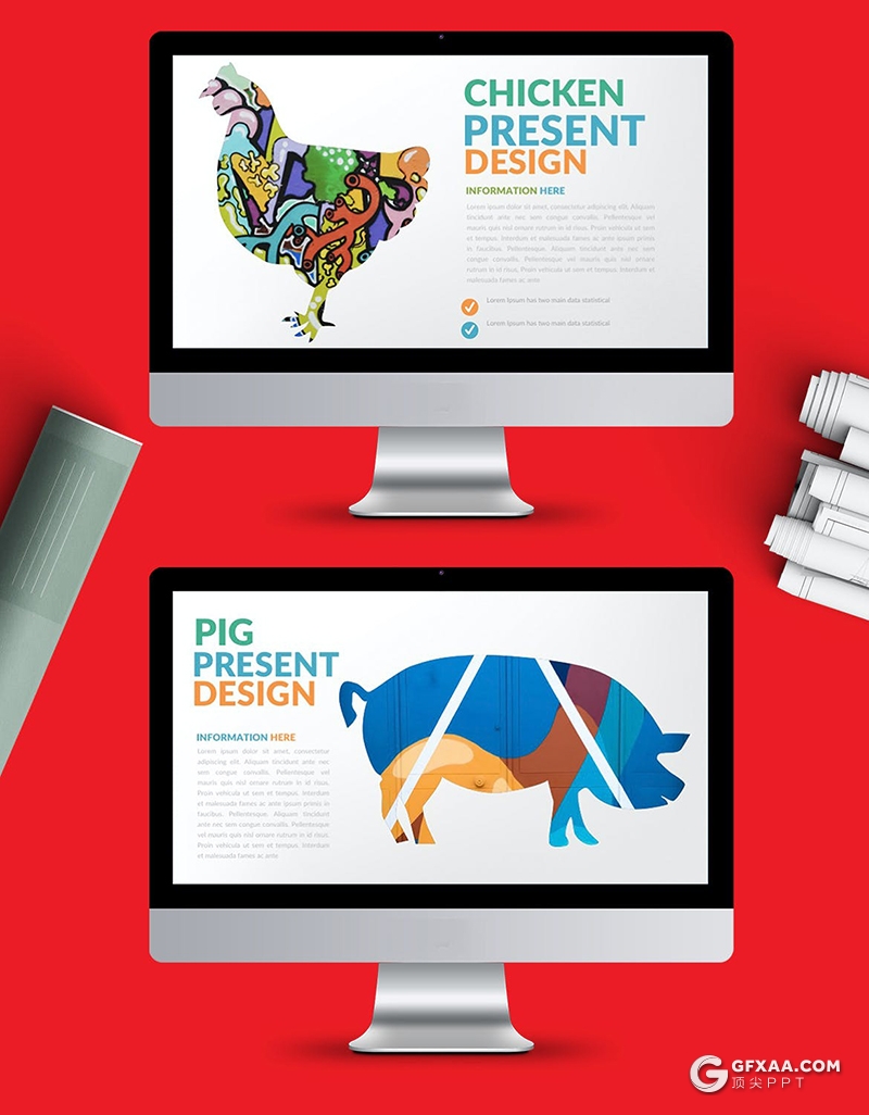 38页创意动物剪影图片占位符图文搭配设计PPT模板 - 顶尖PPT