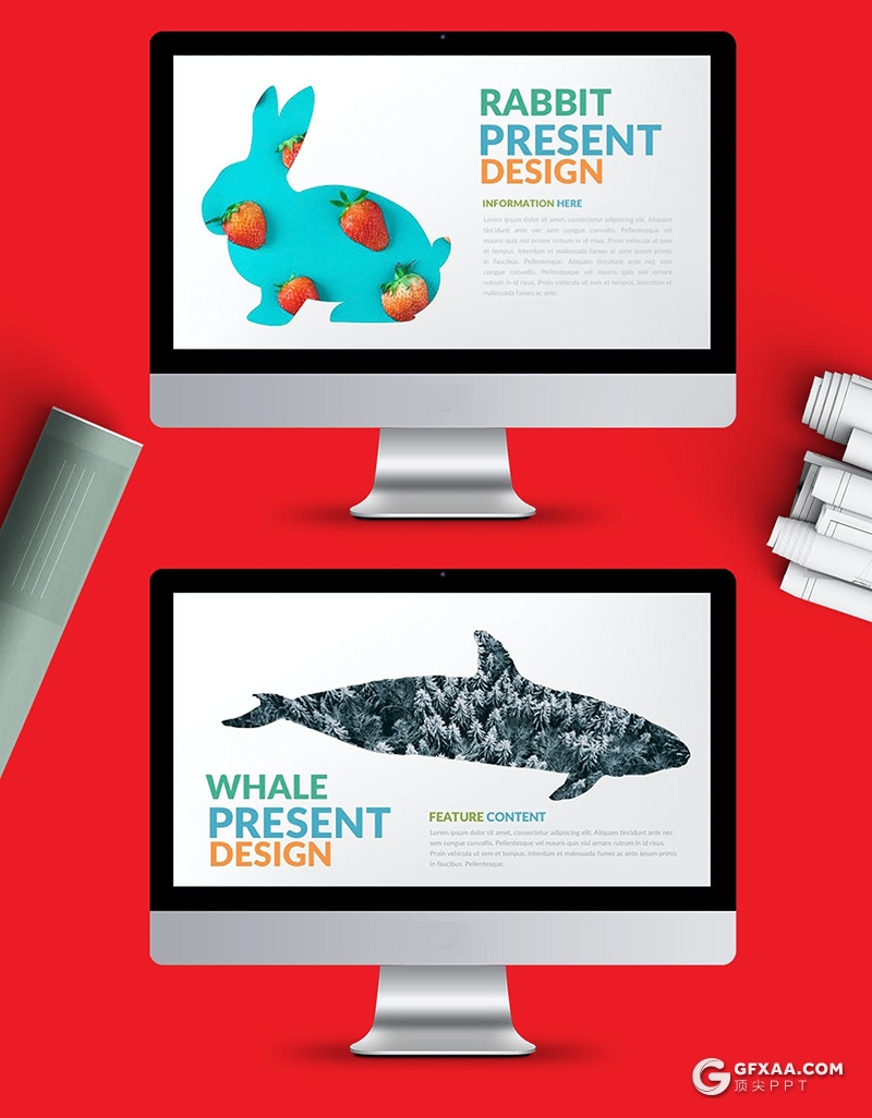 38页创意动物剪影图片占位符图文搭配设计PPT模板 - 顶尖PPT