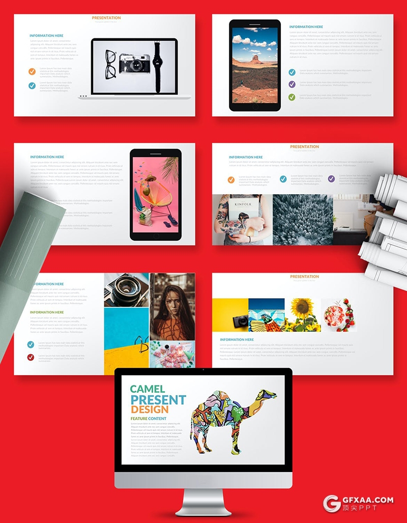 38页创意动物剪影图片占位符图文搭配设计PPT模板 - 顶尖PPT