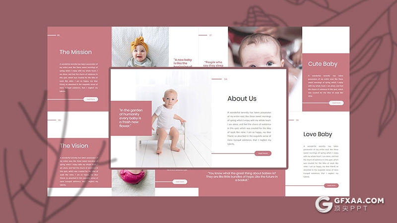 30页婴儿护理介绍宝宝摄影图片展示Google slides模板 - 顶尖PPT