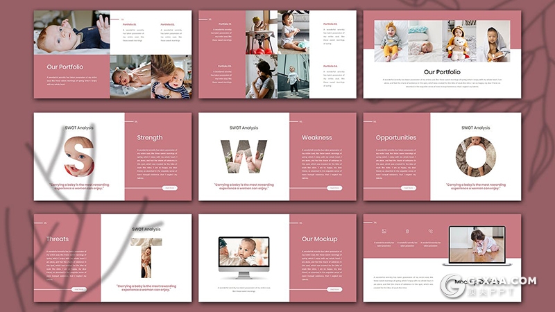 30页婴儿护理介绍宝宝摄影图片展示Google slides模板 - 顶尖PPT