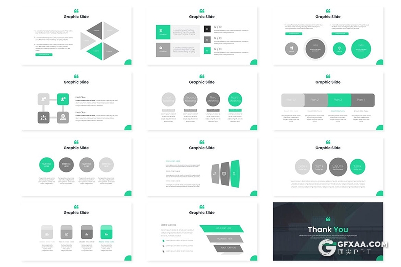 30页国外简约图形设计商务工作计划总结欧美商务keynote模板5种主题配色 - 顶尖PPT