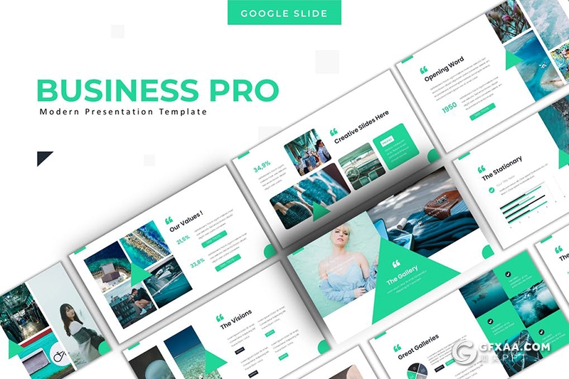 30页国外简约图形设计商务工作计划总结欧美商务Google slides模板5种主题配色 - 顶尖PPT