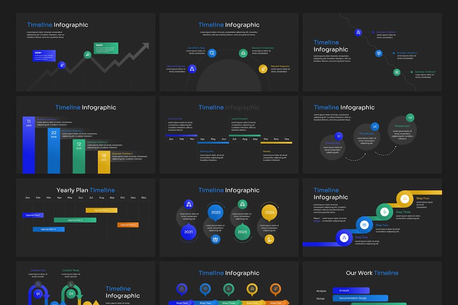 时间轴信息图表展示分析PPT模板 - 顶尖PPT