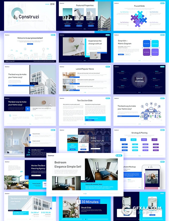 70页国外精美设计风格商务公司企业介绍工作汇报总结PPT模板11种主题配色 - 顶尖PPT