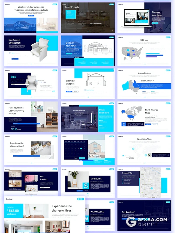 70页国外精美设计风格商务公司企业介绍工作汇报总结PPT模板11种主题配色 - 顶尖PPT