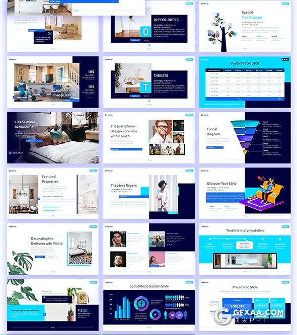 70页国外精美设计风格商务公司企业介绍工作汇报总结PPT模板11种主题配色 - 顶尖PPT